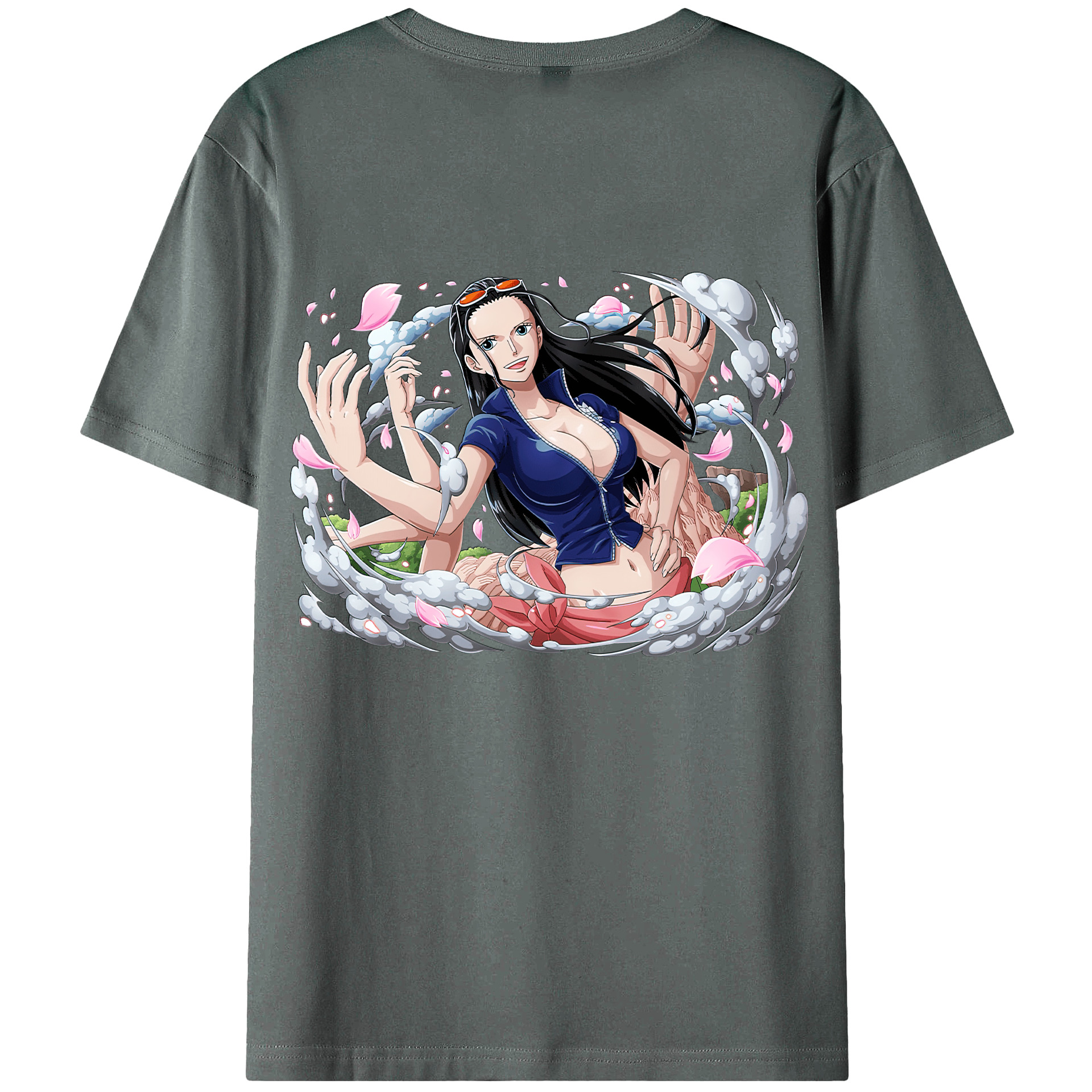 ワンピース ニコ・ロビン ONE PIECE Nico Robin 綿100％ メンズ半袖Tシャツ（バックプリント） 通気性